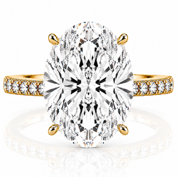 14k Yellow Gold 5.00ct Lab Grown Oval Diamond Invisible Halo Engagement Ring