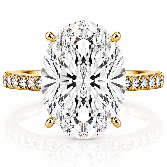 14k Yellow Gold 5.00ct Lab Grown Oval Diamond Invisible Halo Engagement Ring