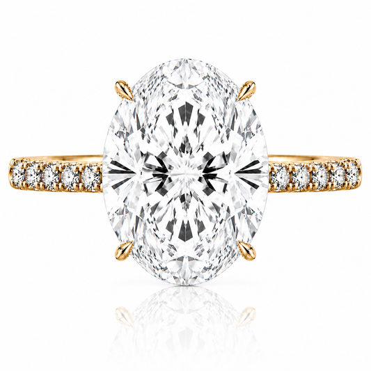 14k Yellow Gold 3.50ct Lab Grown Oval Diamond Invisible Halo Engagement Ring