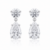 14k White Gold Lab Grown Round & Pear Multi Shape Diamond Earrings 5.00ctw