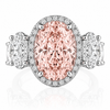 14k White Gold 4.00ct Lab Grown Oval Pink Diamond Halo Engagement Ring