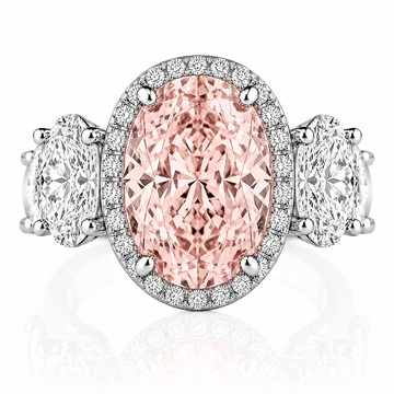 14k White Gold 4.00ct Lab Grown Oval Pink Diamond Halo Engagement Ring