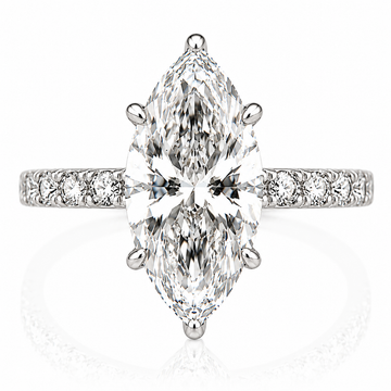 14k White Gold 3.00ct Lab Grown Marquise Diamond Band Engagement Ring