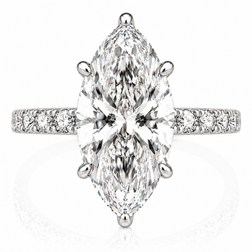 14k White Gold 4.00ct Lab Grown Marquise Diamond Band Engagement Ring