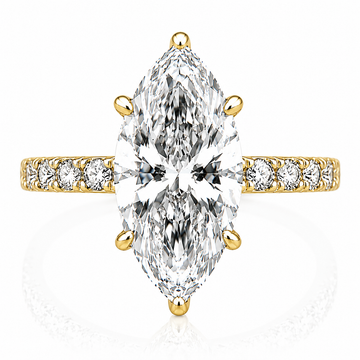 14k Yellow Gold 3.00ct Lab Grown Marquise Diamond Band Engagement Ring
