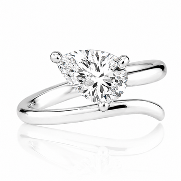 14k White Gold Lab Grown Pear Diamond Wrap Ring 1.25ctw