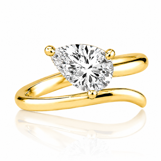 14k Yellow Gold Lab Grown Pear Diamond Wrap Ring 1.25ctw