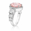 14k White Gold 4.00ct Lab Grown Oval Pink Diamond Halo Engagement Ring