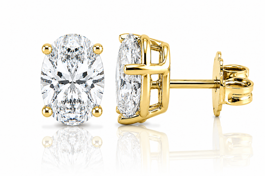 14k Yellow Gold Lab Grown Oval Diamond Stud Earrings 4.50ctw