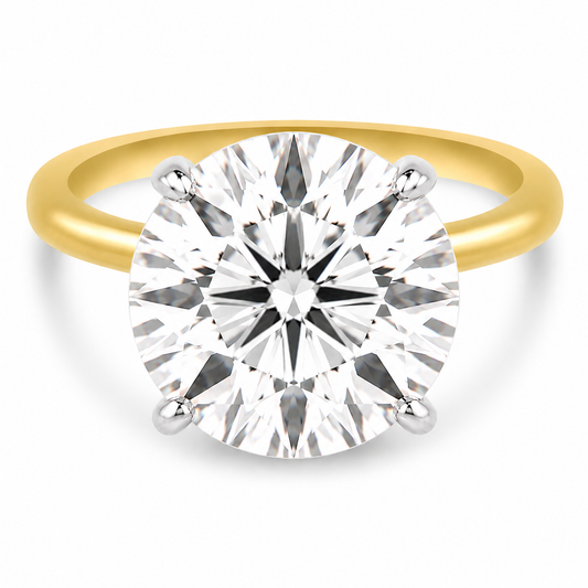 14k Yellow Gold 5.00ct Lab Grown Round Diamond Solitaire Engagement Ring