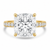 14k Yellow Gold 4.00ct Lab Grown Square Cushion Diamond Invisible Halo Engagement Ring