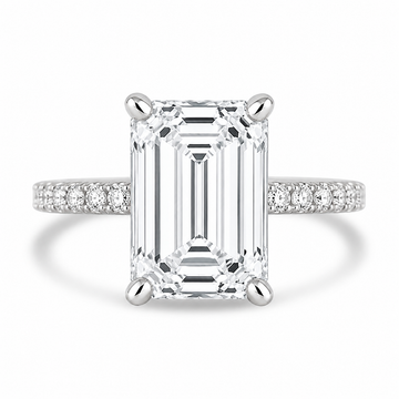 14k White Gold 4.00ct Lab Grown Emerald Diamond Band Engagement Ring
