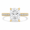 14k Yellow Gold 2.70ct Lab Grown Elongated Cushion Diamond Band Engagement Ring