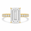 14k Yellow Gold 3.20ct Lab Grown Emerald Diamond Band Engagement Ring