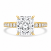 18k Yellow Gold 2.50ct Lab Grown Square Cushion Diamond Band Invisible Halo Engagement Ring
