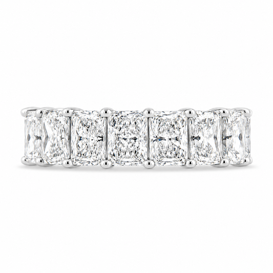 14k White Gold Lab Grown Radiant Diamond Eternity Band 8.50ctw
