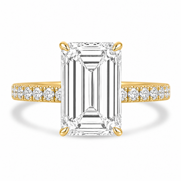 14k Yellow Gold 3.70ct Lab Grown Emerald Diamond Band Engagement Ring