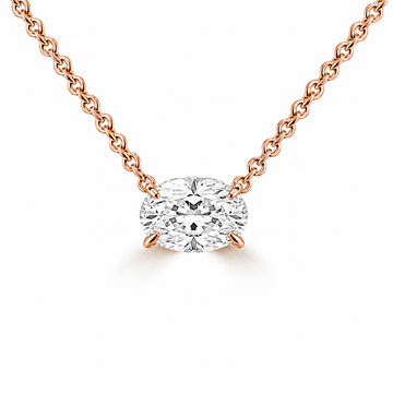 14k Rose Gold 1.00ct Lab Grown Oval Diamond Solitaire Necklace