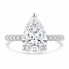 14k White Gold 2.50ct Lab Grown Pear Diamond Band Engagement Ring