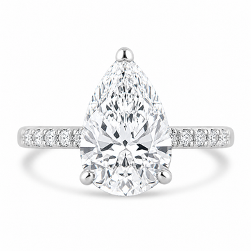 14k White Gold 2.50ct Lab Grown Pear Diamond Band Engagement Ring