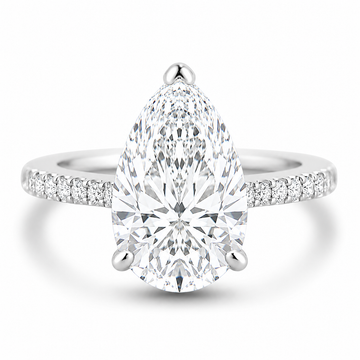 14k White Gold 3.50ct Lab Grown Pear Diamond Invisible Halo Engagement Ring
