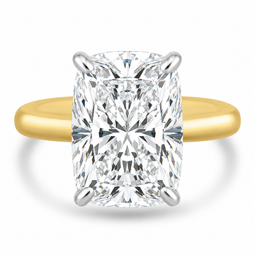 14k Yellow Gold 6.00ct Lab Grown Elongated Cushion Diamond Solitaire Engagement Ring