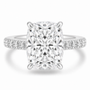 14k White Gold 4.00ct Lab Grown Elongated Cushion Diamond Band Engagement Ring