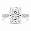 14k White Gold 3.50ct Lab Grown Elongated Cushion Invisible Halo Diamond Band Engagement Ring