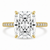 14k Yellow Gold 4.00ct Lab Grown Elongated Cushion Invisible Halo Diamond Band Engagement Ring