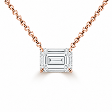 14k Rose Gold 2.00ct Lab Grown Emerald Diamond Solitaire Necklace