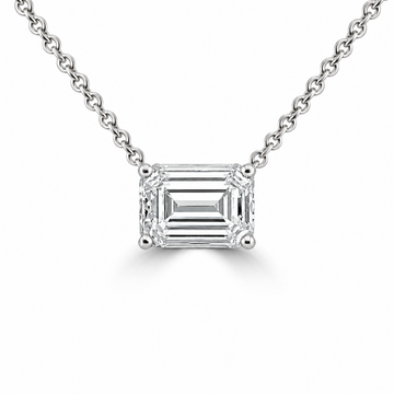 14k White Gold 1.50ct Lab Grown Emerald Diamond Solitaire Necklace