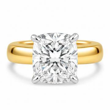 18k Yellow Gold 3.50ct Lab Grown Elongated Cushion Diamond Solitaire Engagement Ring