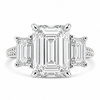 14k White Gold 5.50ctw Three Stone Lab Grown Emerald Diamond Engagement Ring