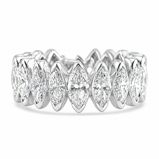 14k White Gold Marquise Diamond Eternity Band 5.50ctw
