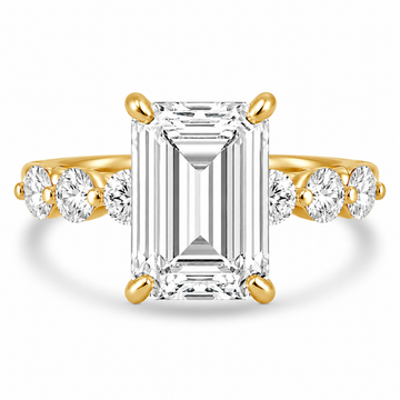 14k Yellow Gold 4.00ct Lab Grown Emerald Diamond Band Engagement Ring