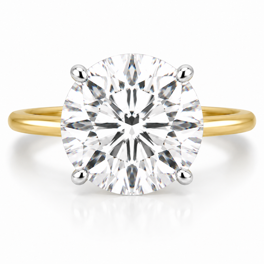 14k Yellow Gold 5.00ct Lab Grown Round Diamond Solitaire Engagement Ring