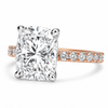 14k Rose Gold 2.00ct Lab Grown Elongated Cushion Diamond Band Engagement Ring