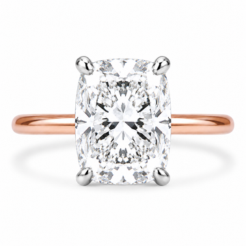 14k Rose Gold 3.00ct Lab Grown Elongated Cushion Diamond Solitaire Engagement Ring