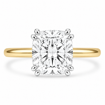 14k Yellow Gold 3.00ct Lab Grown Square Cushion Diamond Solitaire Engagement Ring