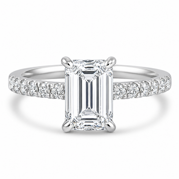14k White Gold 1.50ct Lab Grown Emerald Diamond Engagement Ring
