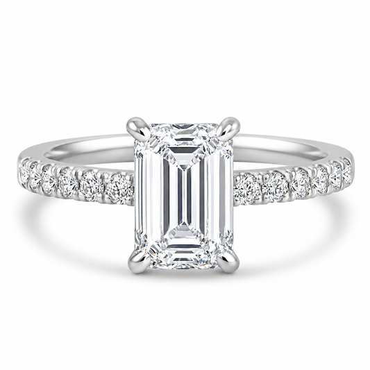 14k White Gold 1.50ct Lab Grown Emerald Diamond Engagement Ring