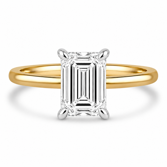 14k Yellow Gold 1.80ct Lab Grown Emerald Diamond Solitaire Engagement Ring