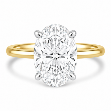 14k Yellow Gold 3.70ct Lab Grown Oval Diamond Solitaire Engagement Ring