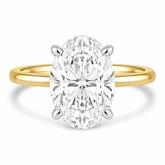 14k Yellow Gold 3.70ct Lab Grown Oval Diamond Solitaire Engagement Ring