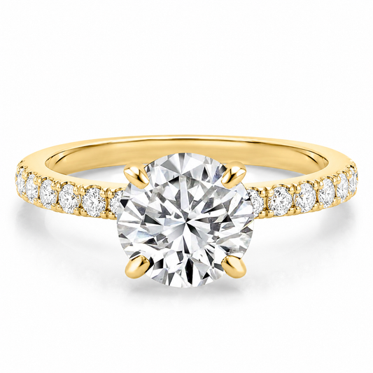 14k Yellow Gold 1.50ct Lab Grown Round Diamond Engagement Ring