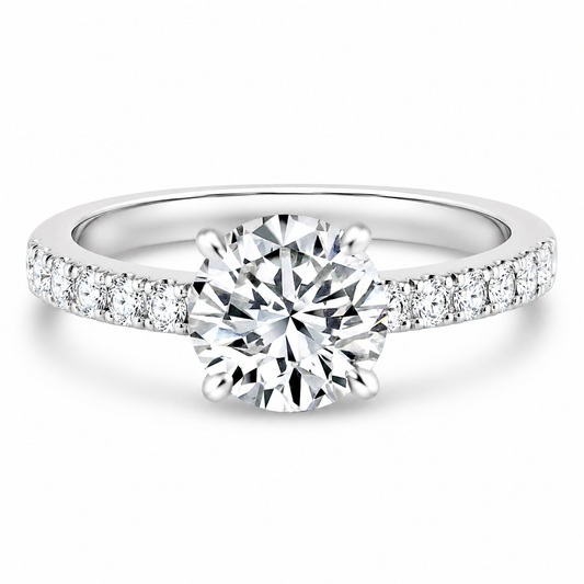 14k White Gold 1.50ct Lab Grown Round Diamond Invisible Halo Engagement Ring