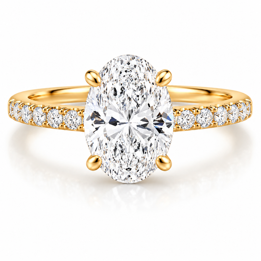 14k Yellow Gold 2.00ct Lab Grown Oval Diamond Invisible Halo Engagement Ring