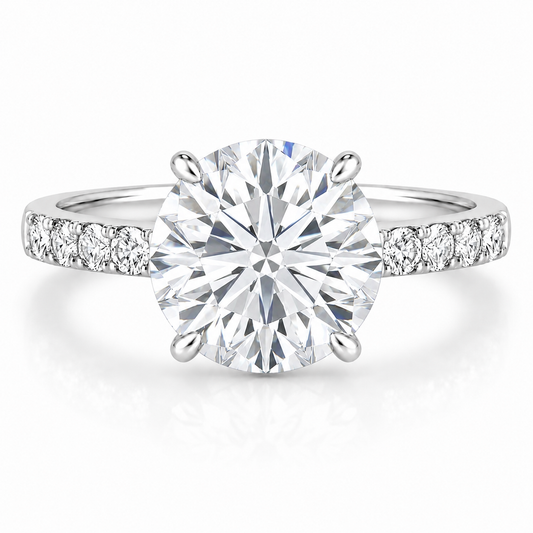 14k White Gold 2.70ct Lab Grown Round Diamond Invisible Halo Engagement Ring