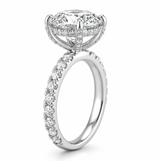 14k White Gold 2.70ct Lab Grown Round Diamond Invisible Halo Engagement Ring