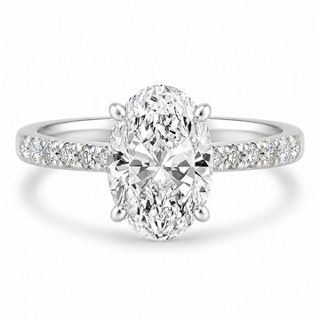 14k White Gold 2.00ct Lab Grown Oval Diamond Invisible Halo Engagement Ring